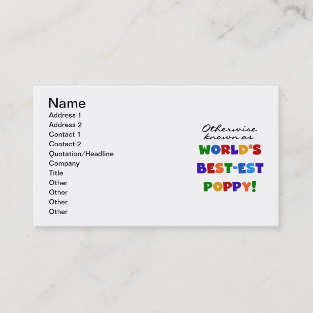 Carte De Visite Autres Meilleurs Tshirts et cadeaux Poppy (Devant)
