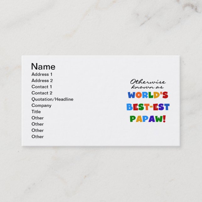 Carte De Visite Autres T-shirts et cadeaux Papaw les plus connus (Devant)