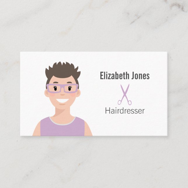 Carte de visite Avatar de coiffeur personnalisé (Devant)