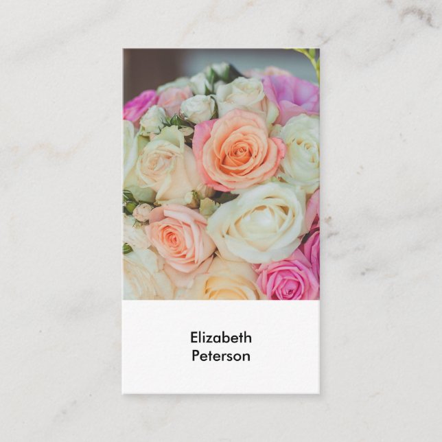 Carte de visite avec arrière - plan de fleurs (Devant)