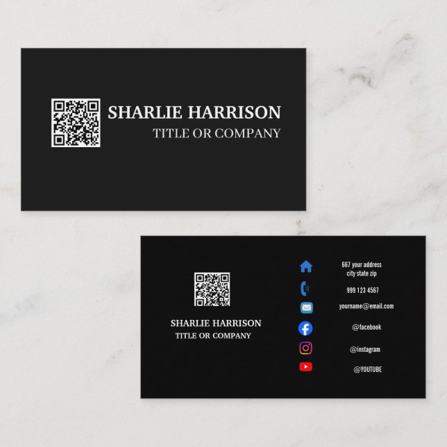Carte de visite avec code QR (Devant / Derrière)