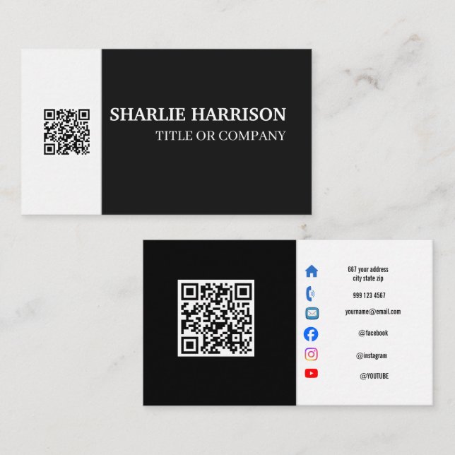 Carte de visite avec code QR (Devant / Derrière)