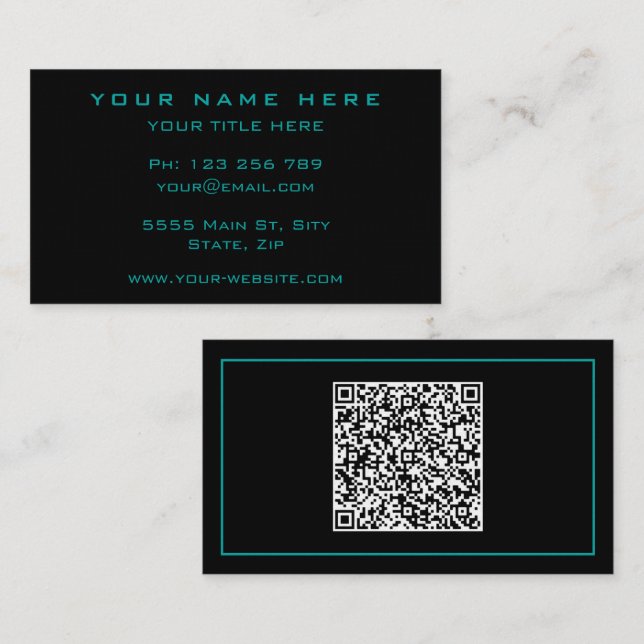 Carte de visite avec code QR - Choisir des couleur (Devant / Derrière)