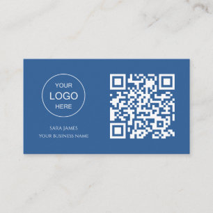 Carte de visite avec code QR Design moderne bleu