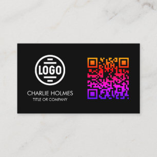 Carte de visite avec code QR Design moderne noir