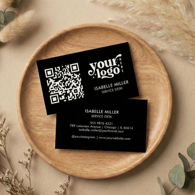 Carte de visite avec code QR | Design noir moderne (Business Card with QR Code | Modern Black Design)