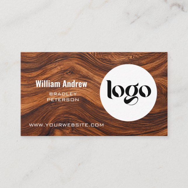 Carte de visite avec code QR et logo de menuiserie (Devant)