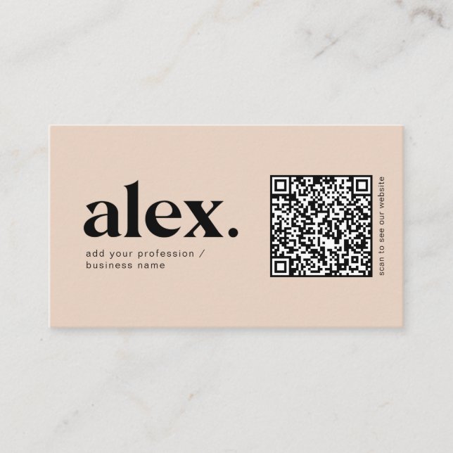 Carte de visite avec code QR et logo rose moderne (Devant)
