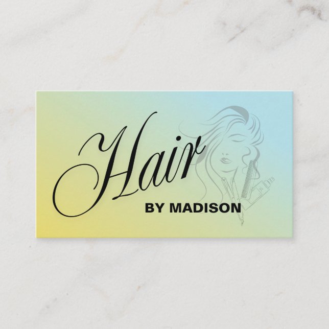 Carte de visite avec code QR pour coiffeur aux che (Devant)