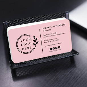 Carte de visite avec code QR rose pâle pour la mar