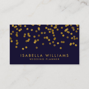 Carte de visite avec confettis en feuille d'or et 