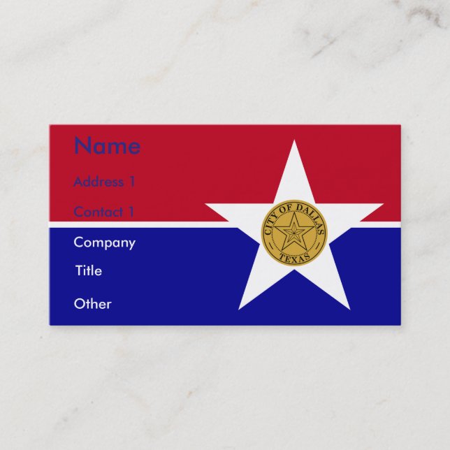 Carte de visite avec Dallas, États-Unis (Devant)