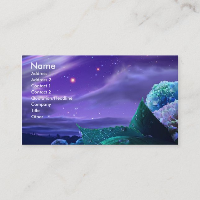 Carte de visite avec des nuances de bleu et de (Devant)