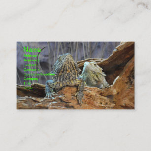 Carte de visite avec deux lézards curieux