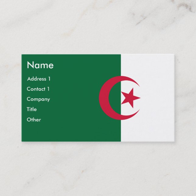 Carte de visite avec Drapeau d'Algérie (Devant)