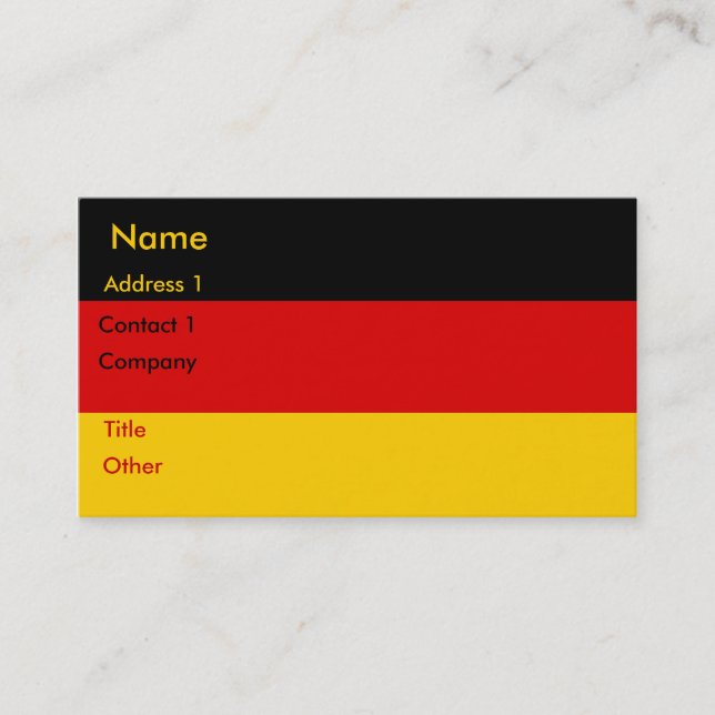 Carte de visite avec drapeau d'Allemagne (Devant)
