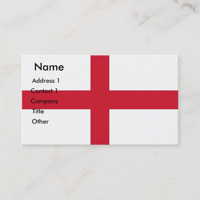 Carte de visite avec drapeau d'Angleterre (Devant)