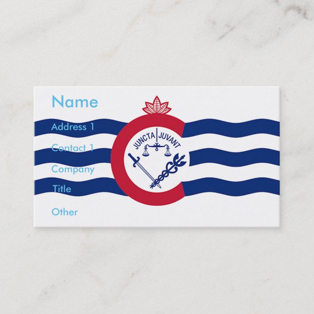 Carte de visite avec Drapeau de Cincinnati, Ohio (Devant)