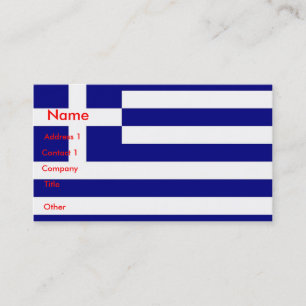 Carte de visite avec drapeau de la Grèce