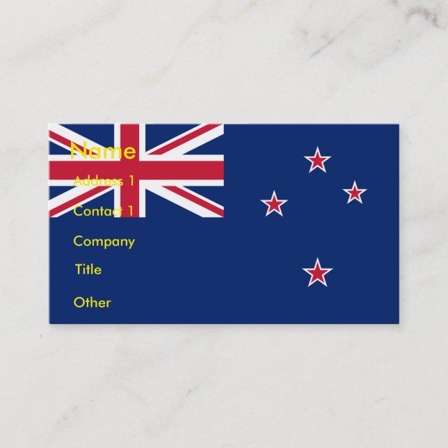 Carte de visite avec drapeau de la Nouvelle-Zéland (Devant)