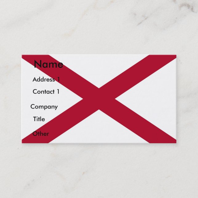 Carte de visite avec Drapeau de l'Alabama U.S.A. (Devant)