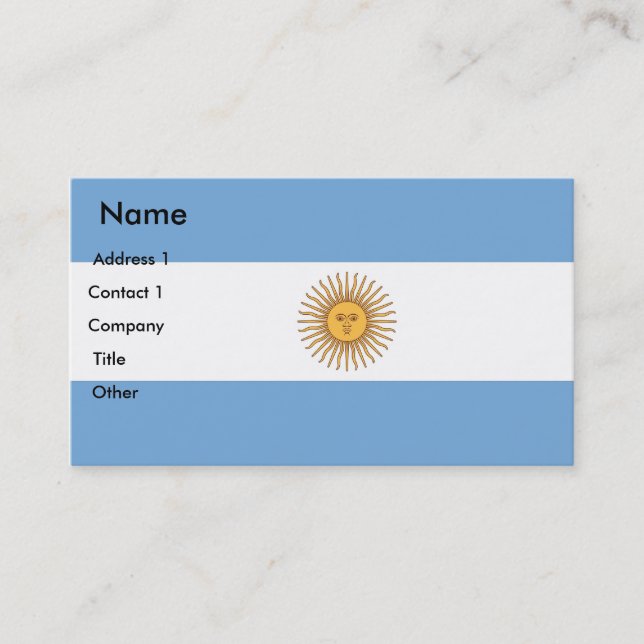 Carte de visite avec drapeau de l'Argentine (Devant)
