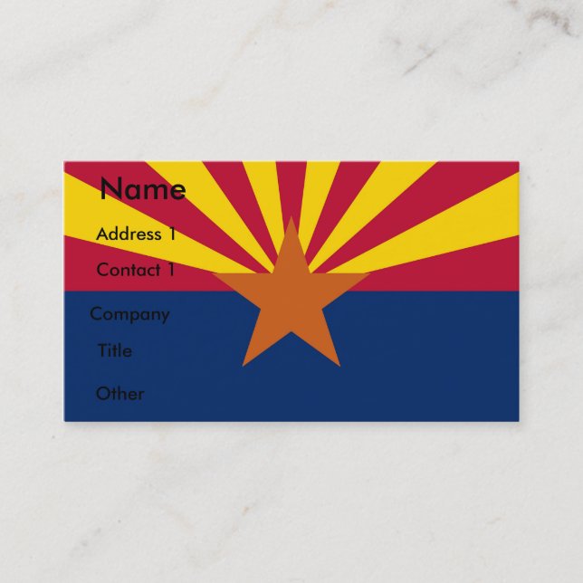 Carte de visite avec Drapeau de l'Arizona, États-U (Devant)