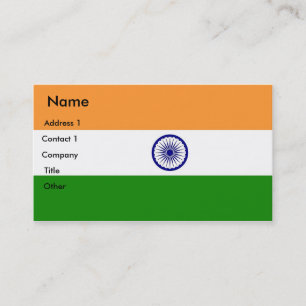 Carte de visite avec drapeau de l'Inde