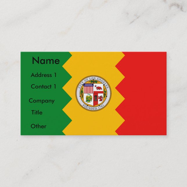 Carte de visite avec Drapeau de Los Angeles, Calif (Devant)