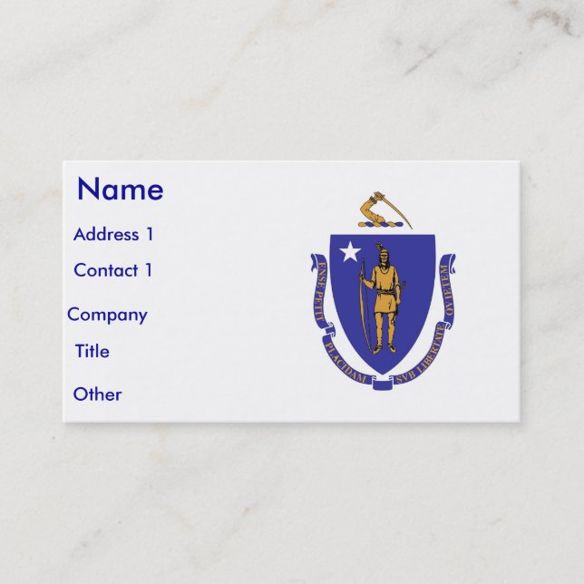 Carte de visite avec Drapeau de Massachusettes, Ét (Devant)