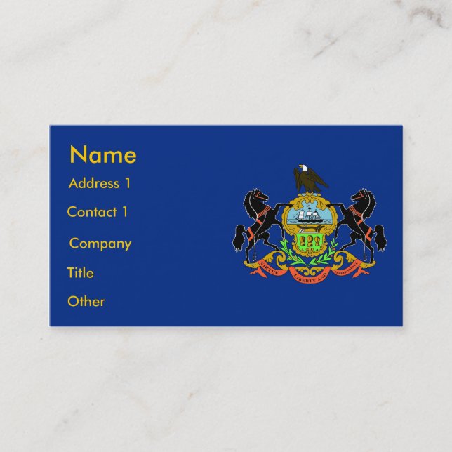 Carte de visite avec Drapeau de Pennsylvanie États (Devant)