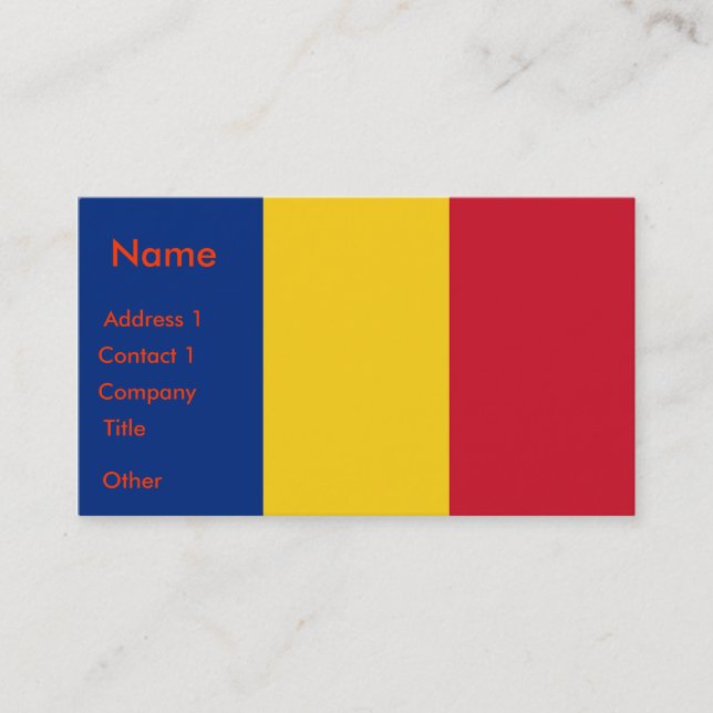 Carte de visite avec drapeau de Roumanie (Devant)