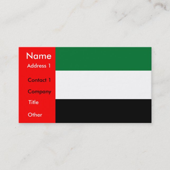 Carte de visite avec drapeau des Émirats arabes un (Devant)