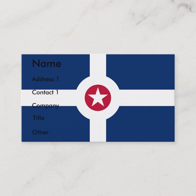 Carte de visite avec Drapeau d'Indianapolis, États (Devant)