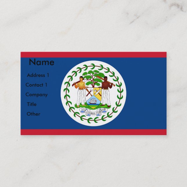 Carte de visite avec Drapeau du Belize (Devant)
