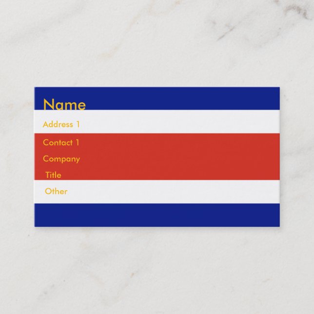 Carte de visite avec drapeau du Costa Rica (Devant)