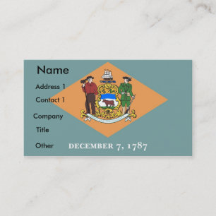 Carte de visite avec Drapeau du Delaware U.S.A.