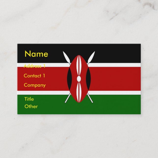 Carte de visite avec drapeau du Kenya (Devant)