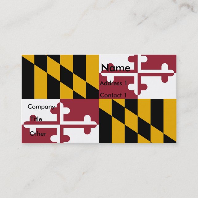 Carte de visite avec Drapeau du Maryland U.S.A. (Devant)