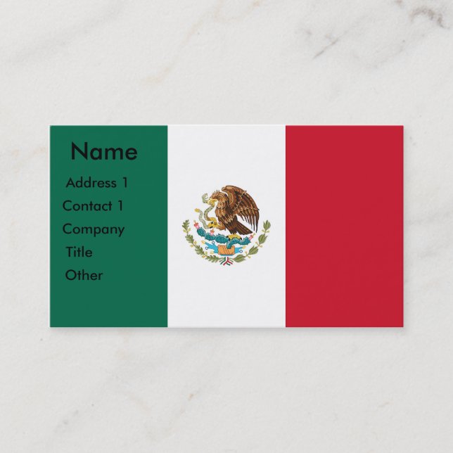 Carte de visite avec drapeau du Mexique (Devant)