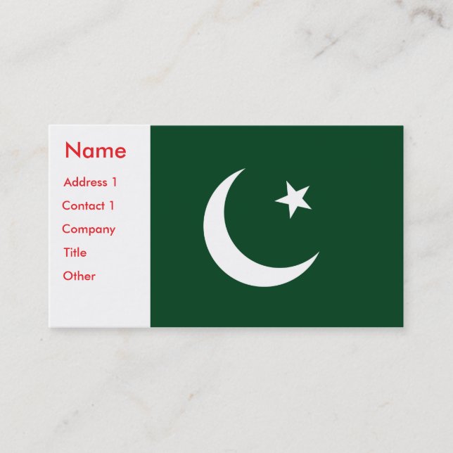 Carte de visite avec drapeau du Pakistan (Devant)