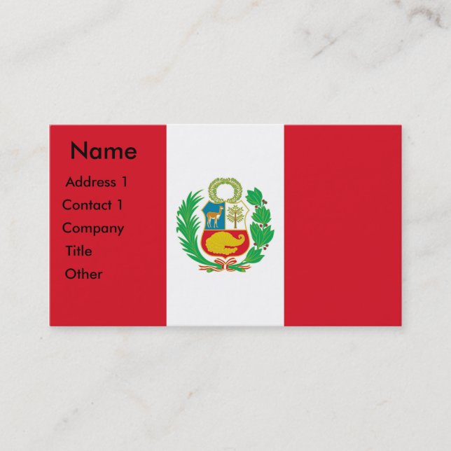 Carte de visite avec Drapeau du Pérou (Devant)