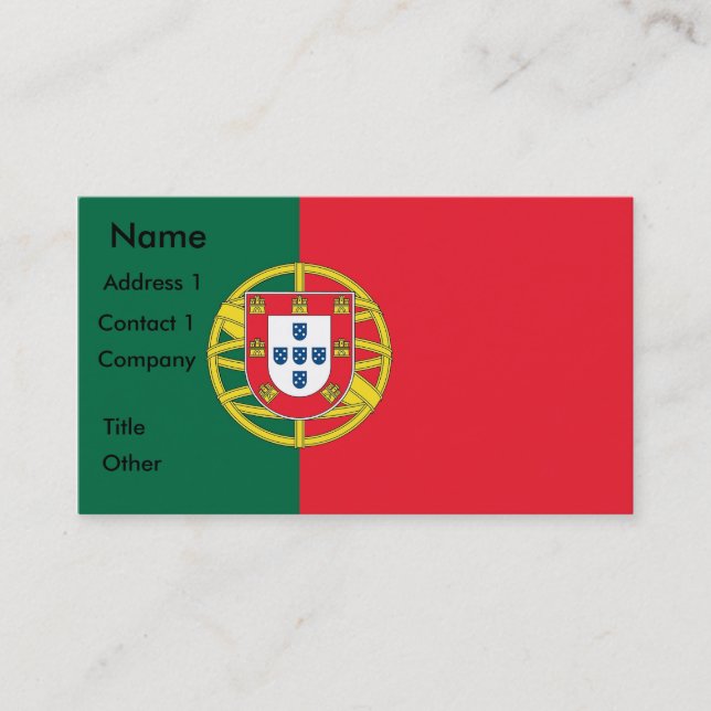 Carte de visite avec drapeau du Portugal (Devant)