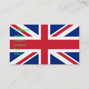 Carte de visite avec drapeau du Royaume-Uni