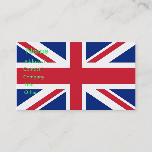 Carte de visite avec drapeau du Royaume-Uni (Devant)