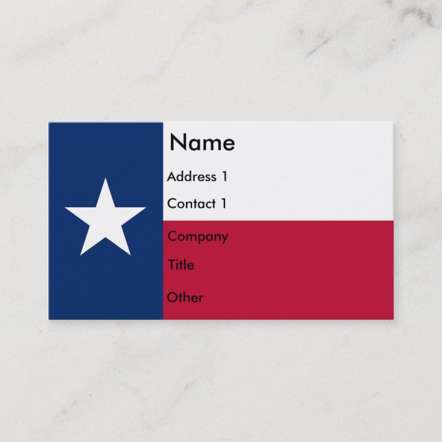 Carte de visite avec Drapeau du Texas États-Unis (Devant)