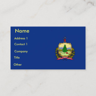 Carte de visite avec drapeau du Vermont U.S.A.