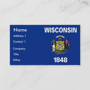 Carte de visite avec Drapeau du Wisconsin U.S.A.