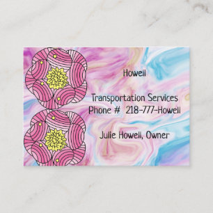 Carte de visite avec Faux Rose Marbre & Fleurs
