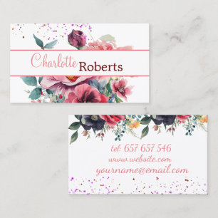 Carte de visite avec fleur de peinture
